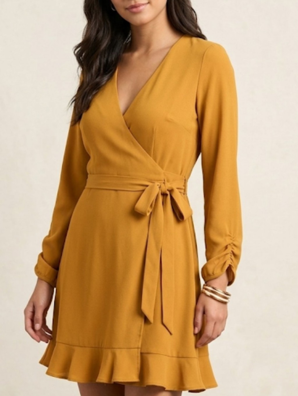 Gianni Bini Wrap Mini Dress Size Small Long Sleeve Pull On Romantic Casual Chic